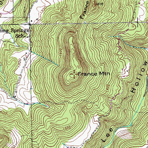 Topographic Map of France Mountain, TN