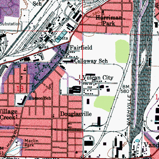 Topographic Map of Vulcan City, AL
