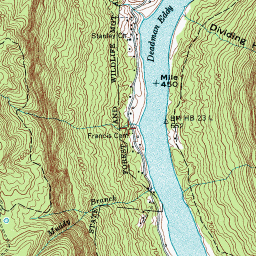 Topographic Map of Francis Cemetery, TN