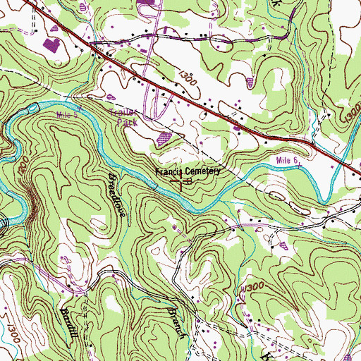 Topographic Map of Francis Cemetery, TN