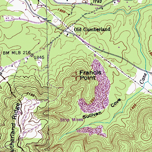 Topographic Map of Francis Point, TN