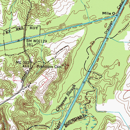 Topographic Map of Francisco Cemetery, TN