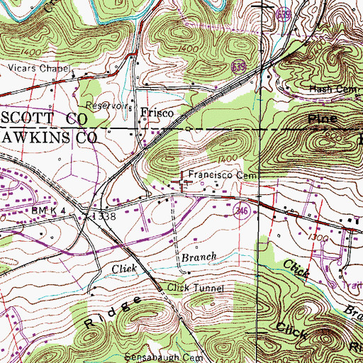 Topographic Map of Francisco Cemetery, TN