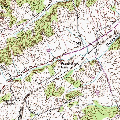 Topographic Map of Frank Berry Cemetery, TN