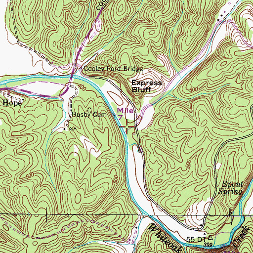 Topographic Map of Frank Branch, TN