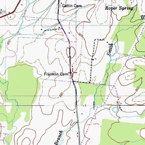 Topographic Map of Franklin Cemetery, TN