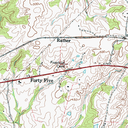 Topographic Map of Franklin Cemetery, TN