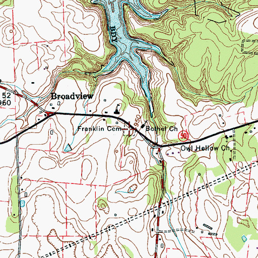 Topographic Map of Franklin Cemetery, TN