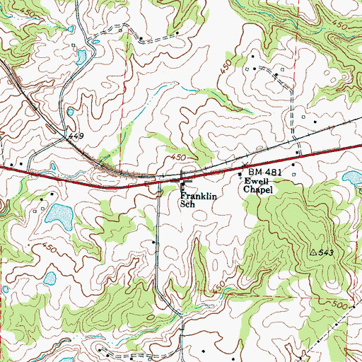 Topographic Map of Franklin School, TN