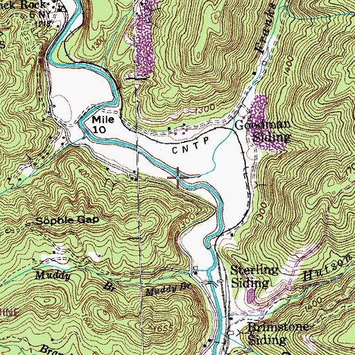Topographic Map of Franks Branch, TN