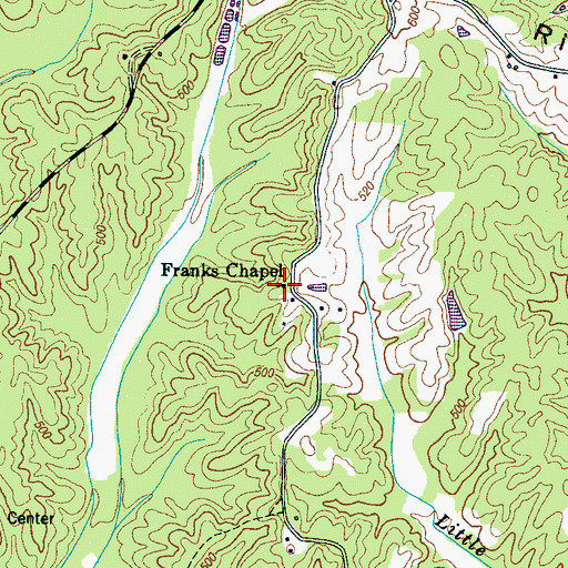 Topographic Map of Franks Chapel, TN