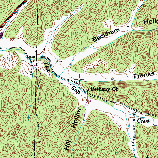 Topographic Map of Franks Hollow, TN