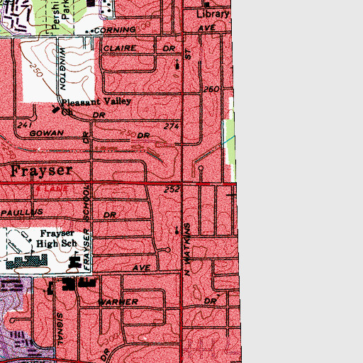 Topographic Map of Frayser, TN