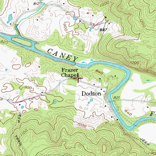 Topographic Map of Frazer Chapel, TN