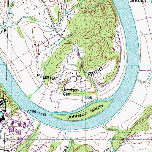 Topographic Map of Frazier Bend, TN