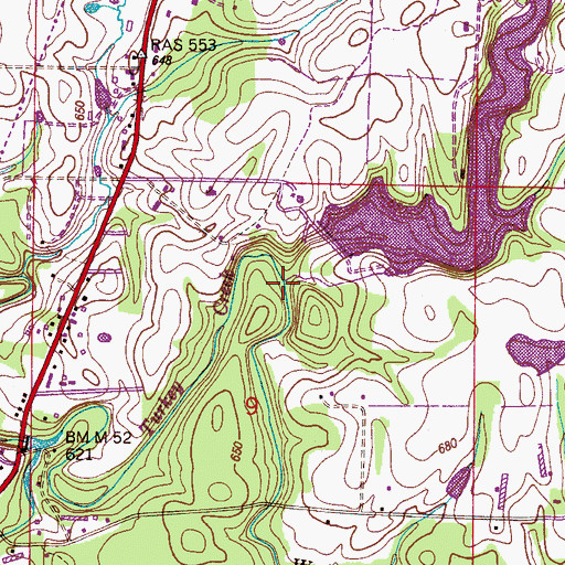 Topographic Map of Wade Creek, AL