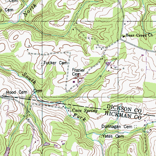 Topographic Map of Frazier Cemetery, TN