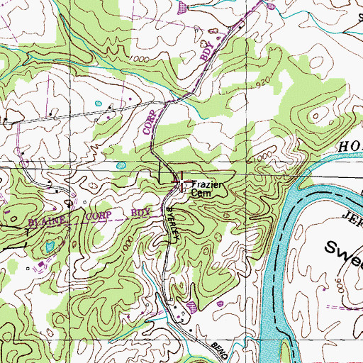 Topographic Map of Frazier Cemetery, TN