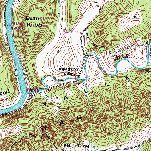 Topographic Map of Frazier Cemetery, TN