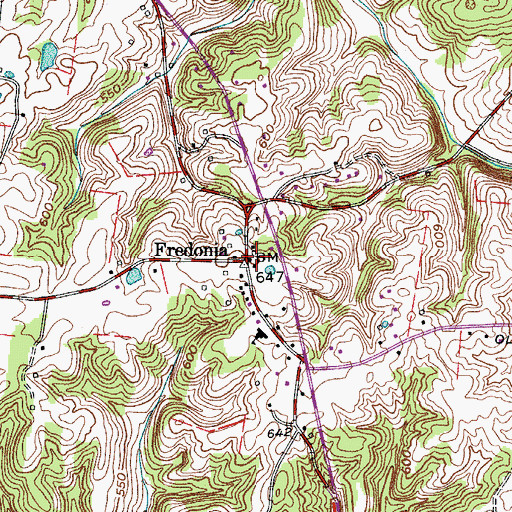 Topographic Map of Fredonia, TN