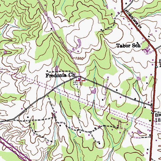 Topographic Map of Fredonia Church, TN