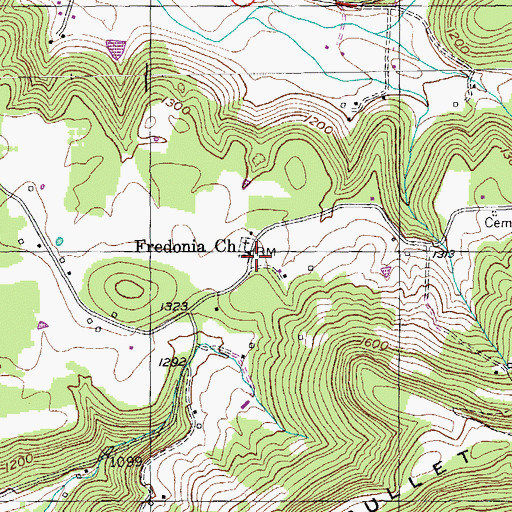 Topographic Map of Fredonia Church, TN