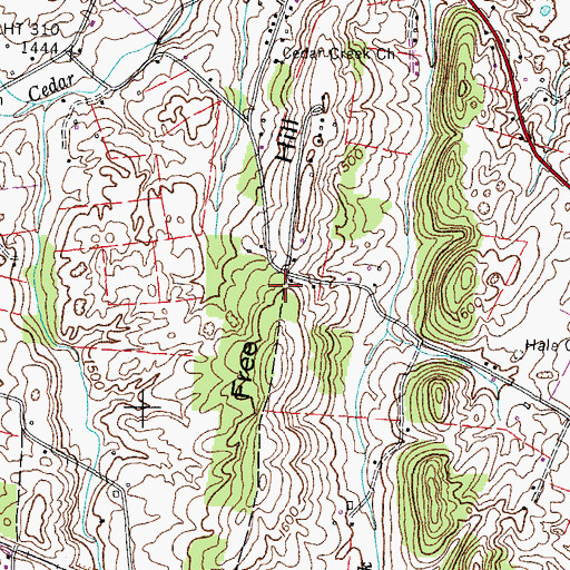 Topographic Map of Free Hill, TN