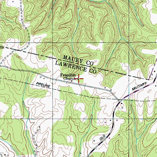 Topographic Map of Freedom Church, TN