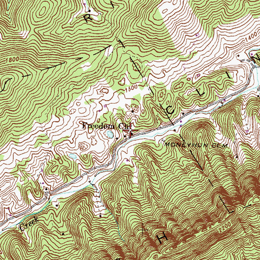 Topographic Map of Freedom Church, TN