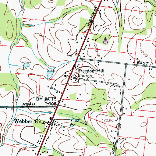 Topographic Map of Freedom Hill Church, TN