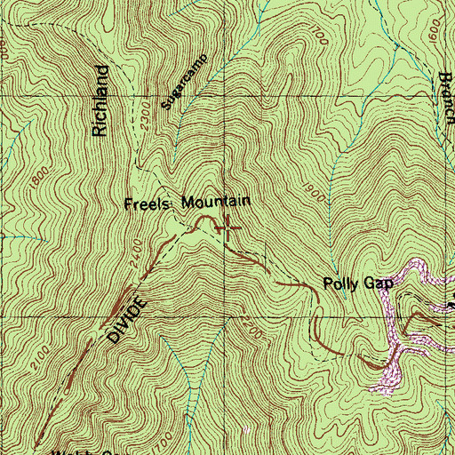 Topographic Map of Freels Mountain, TN