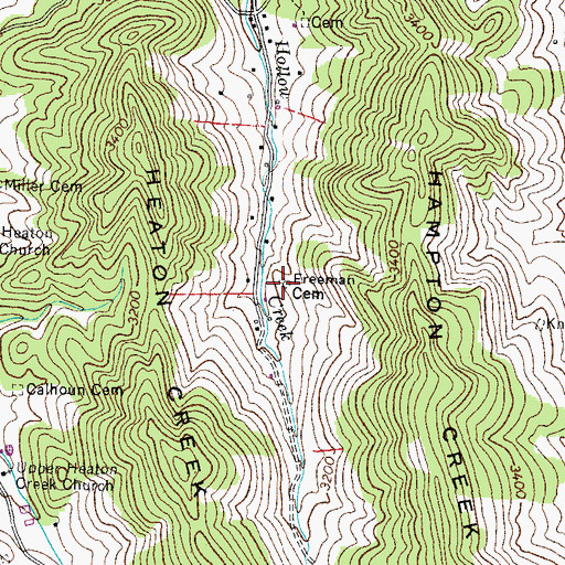 Topographic Map of Freeman Cemetery, TN