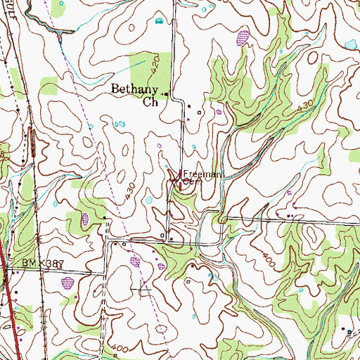 Topographic Map of Freeman Cemetery, TN