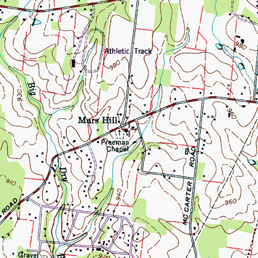 Topographic Map of Freeman Chapel, TN