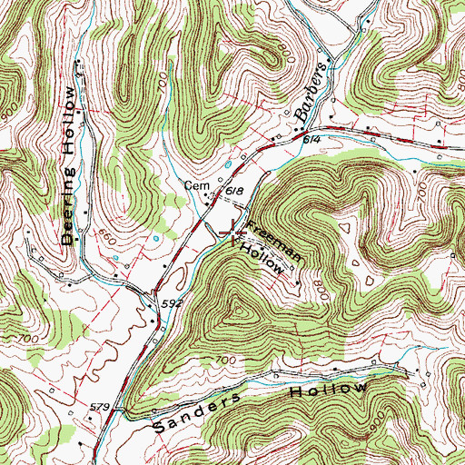 Topographic Map of Freeman Hollow, TN