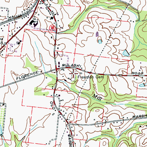 Topographic Map of Freemon Cemetery, TN