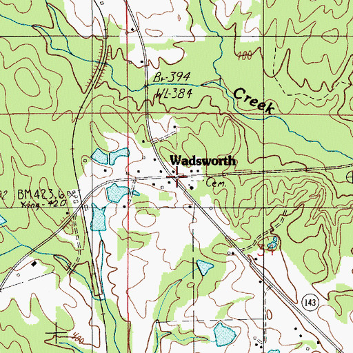 Topographic Map of Wadsworth, AL