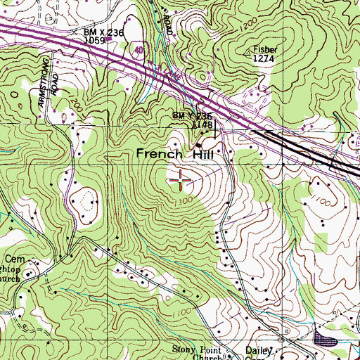 Topographic Map of French Hill, TN