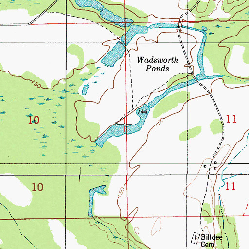 Topographic Map of Wadsworth Ponds, AL