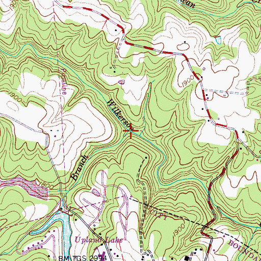 Topographic Map of Frey Branch, TN