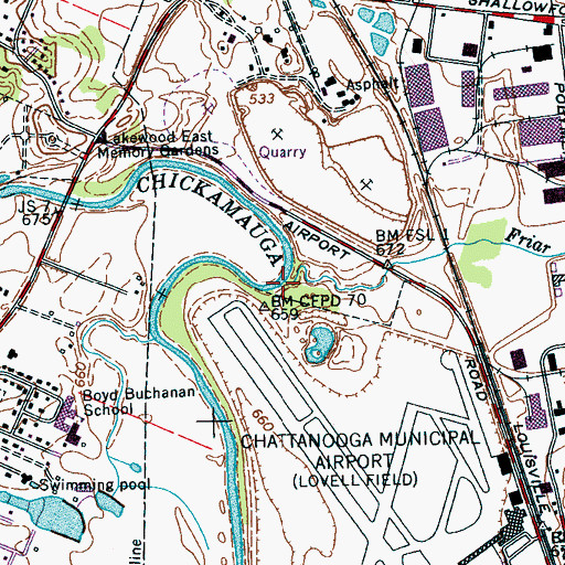 Topographic Map of Friar Branch, TN