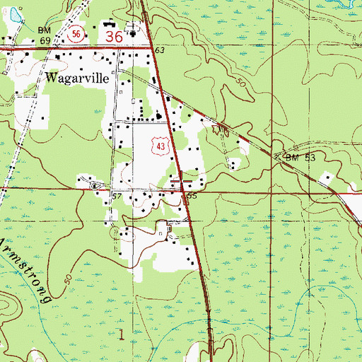 Topographic Map of Wagarville, AL