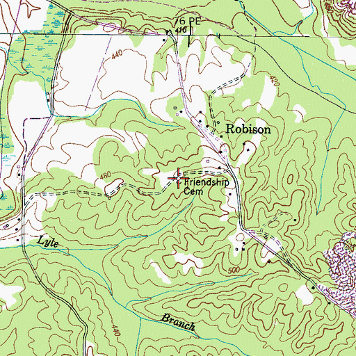 Topographic Map of Friendship Cemetery, TN