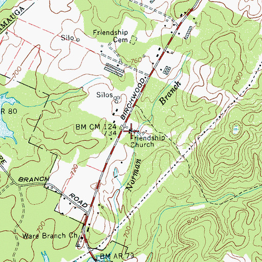 Topographic Map of Friendship Church, TN