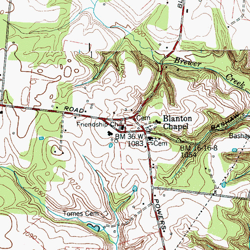 Topographic Map of Friendship Church, TN