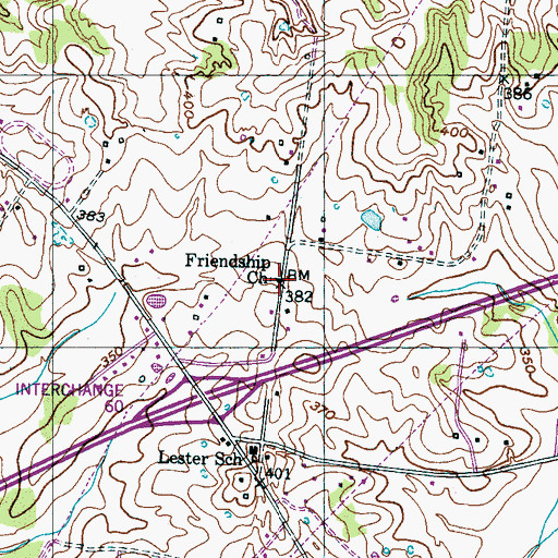Topographic Map of Friendship Church, TN