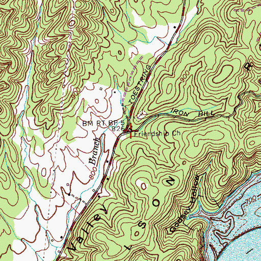 Topographic Map of Friendship Church, TN