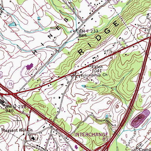 Topographic Map of Friendship Church, TN