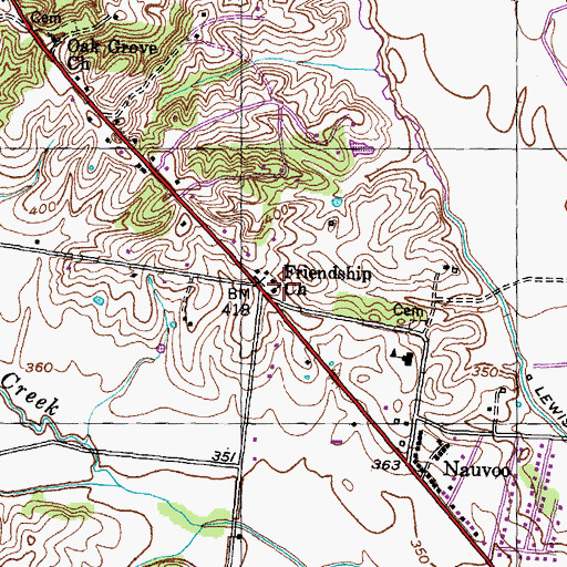 Topographic Map of Friendship Church, TN