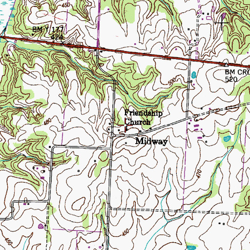 Topographic Map of Friendship Church, TN